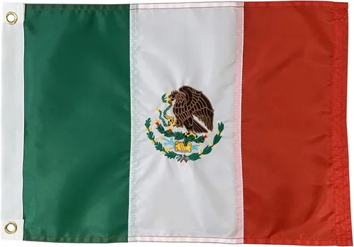 FLAGWIN Banderas mexicanas bordadas de 12 x 18 pulgadas, bandera náutica de México, color vivo y resistente a la decoloración Bandera de México 12x18