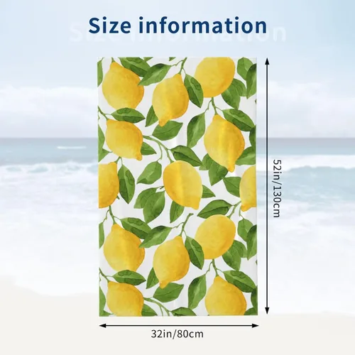 Miniatura 4 de VOOHDDY Toalla de playa de frutas verdes amarillo limón, grande, suave, absorbente, de secado rápido, toallas de baño de gran tamaño para baño