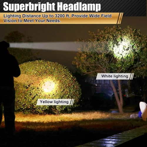 Miniatura 5 de Linterna frontal LED recargable, faro frontal impermeable súper brillante, linterna para casco duro para la caza de mapaches, pesca, camping