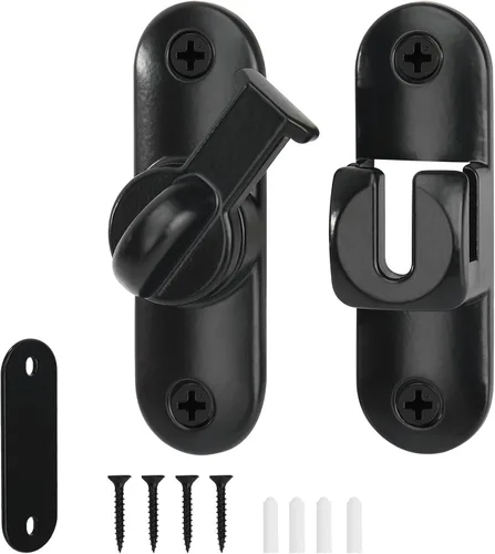 Pestillo de puerta abatible, cerradura de puerta de granero de 90/180 grados, cerradura de puerta de seguridad para granero, puerta corredera, Negro