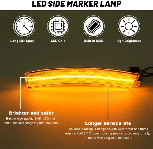 Miniatura 2 de Lentes transparentes CT4 LED para luces de marcador lateral para 2020-2023 Cadillac CT4, luces LED ámbar para parachoques delantero, luces de señal
