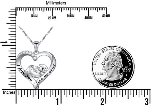 Miniatura 6 de Collar con colgante de corazón de nutria marina de plata de ley 925 para mujer