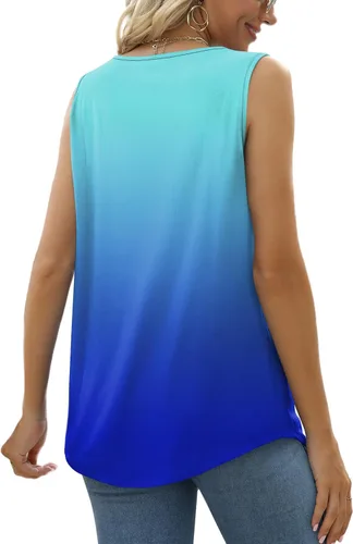 Miniatura 83 de Saloogoe - Camisetas sin mangas veraniegas para mujeres, plisadas con cuello cuadrado y dobladillo curvado, blusas de ajuste holgado con movimiento