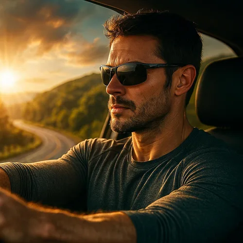 Miniatura 2 de Gafas de sol polarizadas de montura completa para hombres y mujeres, gafas de lectura deportivas envolventes con protección UV Negro