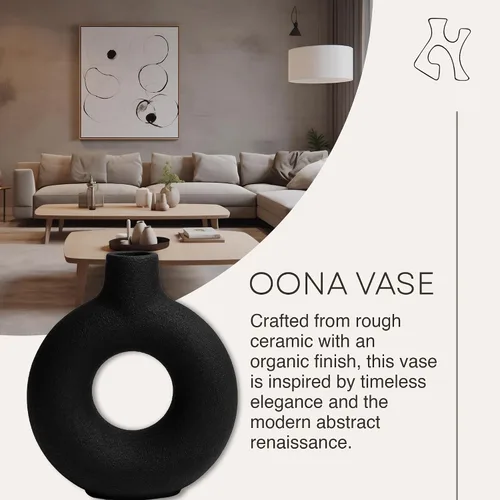Miniatura 2 de Oona - Jarrón decorativo moderno para anillos, grande, negro