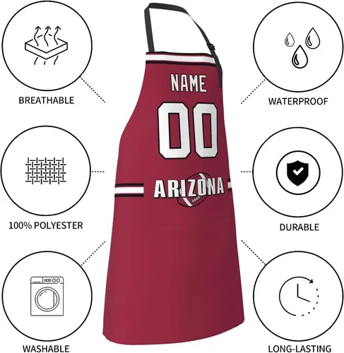 Miniatura 7 de Delantal con bolsillos, nombre personalizado y número, regalos personalizados para hombres y mujeres fanáticos del fútbol