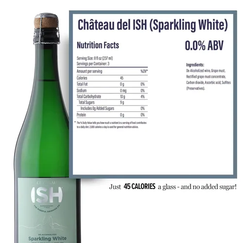 Miniatura 2 de ISH Vino Espumoso No Alcohólico Blanco y Rosado en Paquete, Cero Grados de Alcohol, Vino Desalcoholizado, Sin Gluten, Bajas Calorías, Dos Botellas