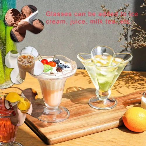Miniatura 4 de kanpura Juego de 2 cuencos de helado Art Deco de 5 onzas, fondo más grueso, apto para congelador, apto para lavavajillas, elegante diseño