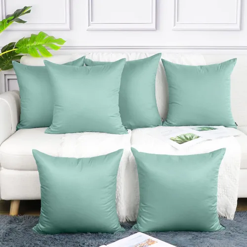Miniatura 42 de Coddsmz Paquete de 6 fundas de almohada decorativas 100% algodón, fundas de cojín cuadradas de Navidad sólidas para el hogar, cama, sofá, día