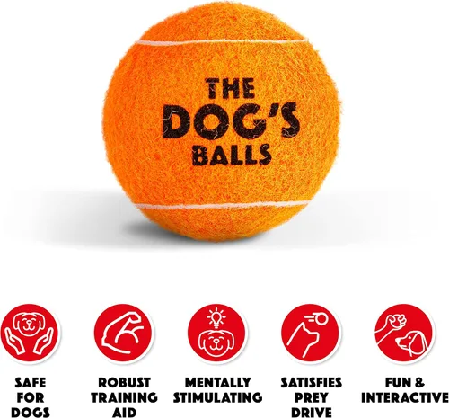 Miniatura 2 de The Dog's Balls Pelotas de tenis para perros, color naranja, paquete de 12 pelotas de fieltro no abrasivas, núcleo de goma resistente, flotan