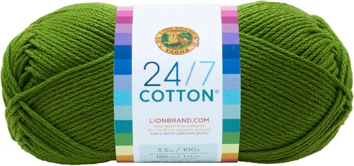 Miniatura 20 de Lion Brand Yarn, Hilo ligero mercerizado de algodón 24/7 para tejer, ganchillo y manualidades, Almirante, 1 paquete, 185 yardas de fibra natural