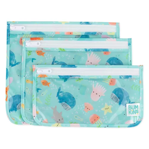 Miniatura 10 de Bumkins Bolsa de viaje, artículos de tocador, bebé, bolsa aprobada por la TSA, bolsa con cremallera, tamaño de cuarto de galón, lado transparente