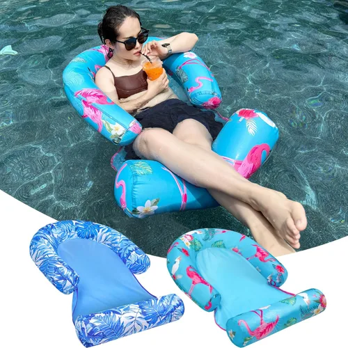 Paquete de 2 flotadores de piscina para adultos, tumbona flotante de piscina con reposabrazaderas, silla flotante para adultos para piscina, playa,