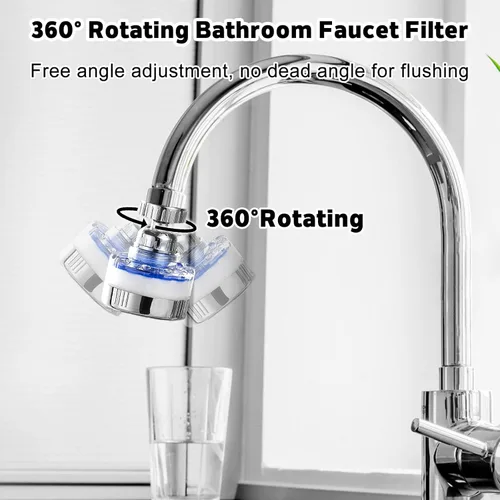 Miniatura 2 de Paquete de 3 filtros de agua para grifo del fregadero, purificador de agua montado en grifo giratorio 360° con 15 cartuchos de filtro, elimina