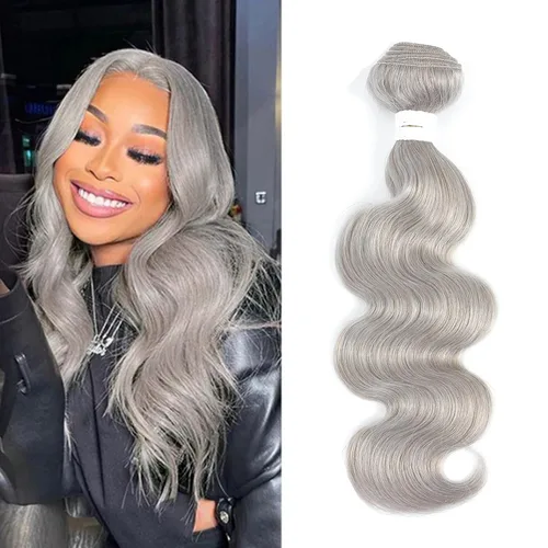 Miniatura 4 de Paquetes de Cabello Humano Ondulado Gris (10 pulgadas?1PC) 9A Paquetes de Tejido de Cabello Humano Brasileño Remy 100% Extensiones de Trama