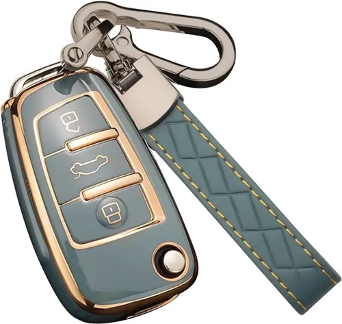 Miniatura 24 de Xotic Tech - Funda protectora de TPU con 3 botones de protección completa para llave sin llave, control remoto, con llavero compatible con Audi A3