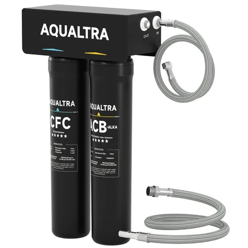 AQUALTRA USF-2B-15 Sistema de filtración de agua ligeramente alcalino debajo del fregadero, filtro de agua debajo del fregadero de 28000 galones,