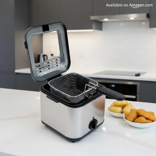 Miniatura 3 de Freidora Profesional para el Hogar con Ventana de Visualización - 2.6Qt de Acero Inoxidable, Potencia de 1000W, Temperatura Ajustable y Cesta