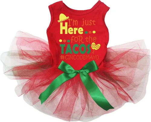 Miniatura 2 de Petitebella I'm Just Here for The Tacos - Vestido para perro (LED negro/verde, talla XS)