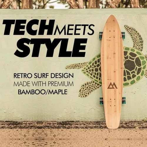 Miniatura 4 de Magneto 44 inch Kicktail Cruiser Longboard Skateboard Bamboo and Hard Maple Deck Made for Adults, Teens, and Kids Azul