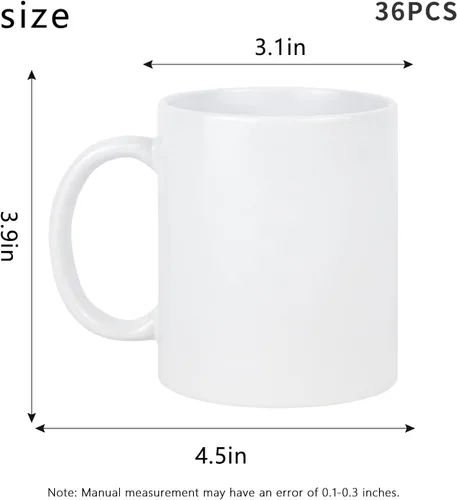 Miniatura 2 de Tazas de café en blanco de cerámica para sublimación de 11 Oz, paquete de 36 piezas, tazas de café blancas con revestimiento en blanco, tazas