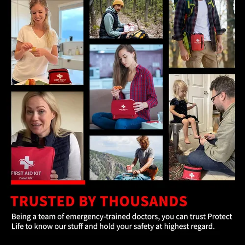 Miniatura 8 de Protect Life Kit de primeros auxilios para el hogar y la empresa, 250 piezas - Kit médico de emergencia para acampar y senderismo