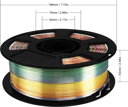 Miniatura 3 de Bblife - Filamento PLA multicolor de arcoíris, brillante, cambia rápidamente de color y tiene un efecto sedoso, material para impresión 3D, 2.2