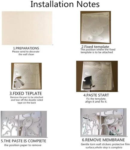 Miniatura 7 de Adhesivos de pared de espejo 3D, 4 piezas de calcomanías de pared de arte de cristal acrílico, autoadhesivas, espejo extraíble, azulejos de pared