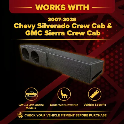 Miniatura 2 de Q Power Caja de subwoofer frontal doble de 8 pulgadas para debajo del asiento, subcaja Q-Bomb con puerto compatible con Chevy Silverado Crew Cab