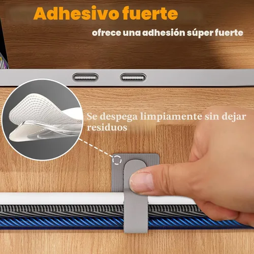 Miniatura 7 de 80 correas de cable de gancho y bucle, organización de cables debajo del escritorio, bridas adhesivas, organizadores de alambre reutilizables
