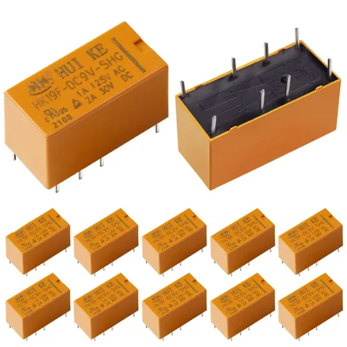 Miniatura 10 de 12 unids DPDT Relé DC 3V bobina 8 Pin 2NO 2NC Mini PCB Power Relés HK19F-3V