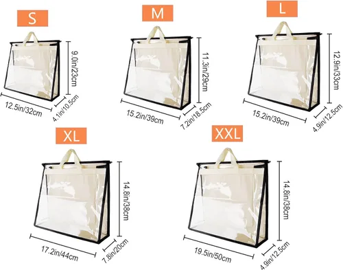 Miniatura 3 de Vercord Bolso de PVC transparente sin polvo, a prueba de humedad, organizador de bolsa de almacenamiento con asa y cremallera, ahorra espacio