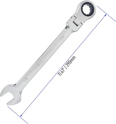 Miniatura 2 de Llave combinada de trinquete de cabeza flexible de 7/8 pulgadas SAE 72 dientes de 12 puntos de trinquete de caja de trinquete y herramientas