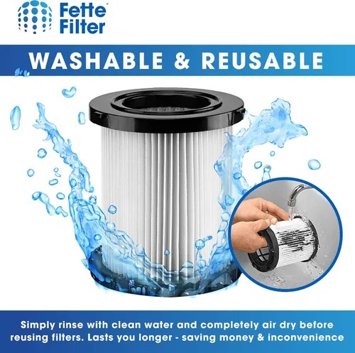 Miniatura 5 de Fette Filter - Filtros de repuesto para aspiradora en seco y húmedo compatibles con aspiradoras DeWalt DCV580 y DCV581H (4 unidades)