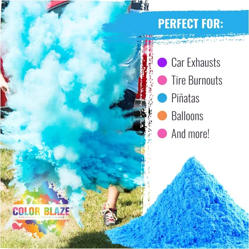 Miniatura 4 de Color Blaze Blue Baby - Polvo de revelación de género – 2 libras de polvo de color para niño – para el desgaste de la motocicleta, lanzamiento, Azul