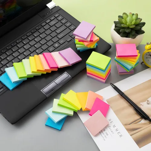 Miniatura 4 de (50 blocs) notas adhesivas de 1.5 x 2, 10 colores de notas autoadhesivas, almohadillas adhesivas, reciclables, autoadhesivas, fáciles de publicar