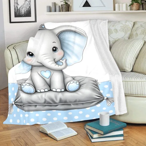 Miniatura 3 de Manta de vellón personalizada para niños con nombre, bonita manta de bebé de elefante para cama (30 x 40 pulgadas)