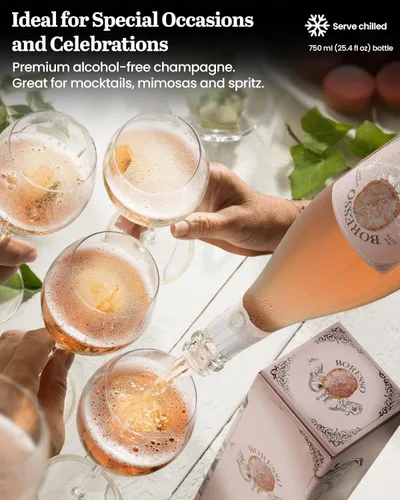 Miniatura 3 de Boresso Extra Dry 0.0% ABV Vino rosado espumoso sin alcohol con caja de regalo alternativa de champán sin alcohol desalcoholizado de Italia 25.4 fl