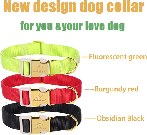 Miniatura 7 de Collar de perro de nailon de Babole Pet - Collares ajustables de cinturilla suave de nailon negro para perros pequeños, medianos y grandes, collar