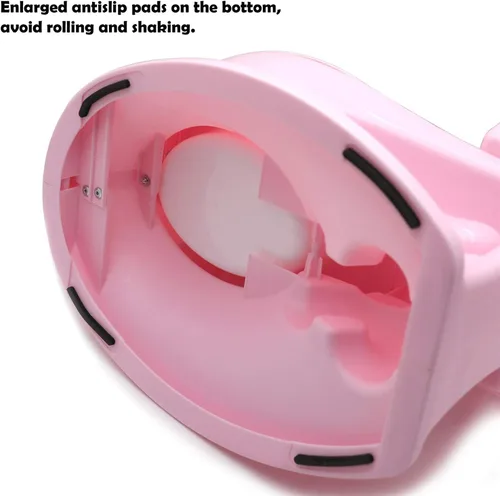 Miniatura 5 de Inodoro clásico portátil rosa realista para niños pequeños con sonido de descarga para silla de bebé asiento infantil [P/N: ET-BABY004-PINK]