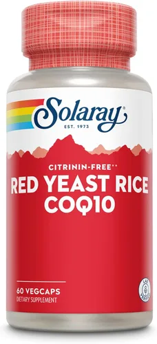SOLARAY Arroz de levadura roja Plus CoQ-10 y vitamina B-3 de niacina sin enjuague, apoyo saludable para el corazón y cardiovascular, no irradiado y