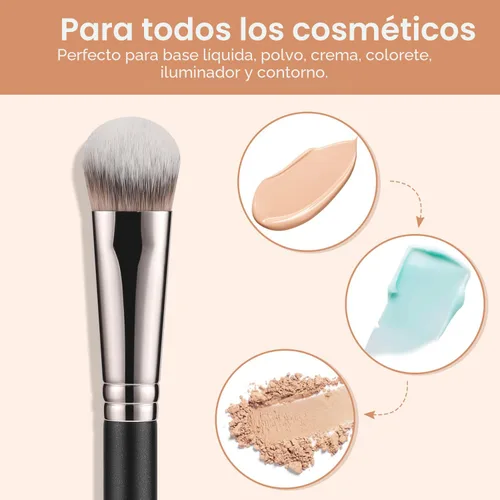 Miniatura 4 de TEOYALL Brocha Correctora Angular, Pincel Sintético de Contorno para Mezcla, Fijación y Pulido con Cosmético Líquido, Crema y Polvo