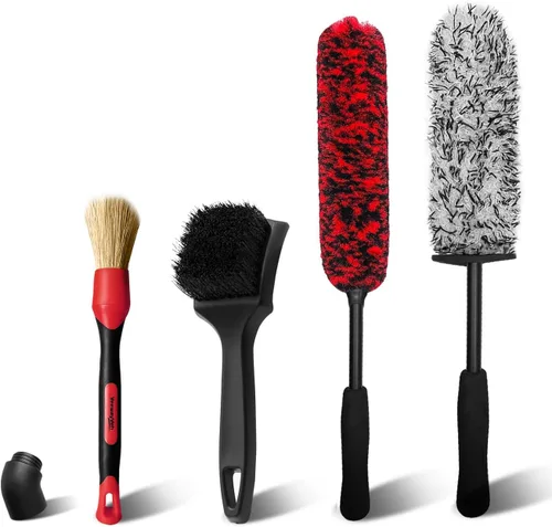 Miniatura 6 de YeewayVeh 2 piezas cepillo para ruedas de automóvil, cepillo limpiador de llantas de microfibra de mango largo y cepillos de limpieza de fibra