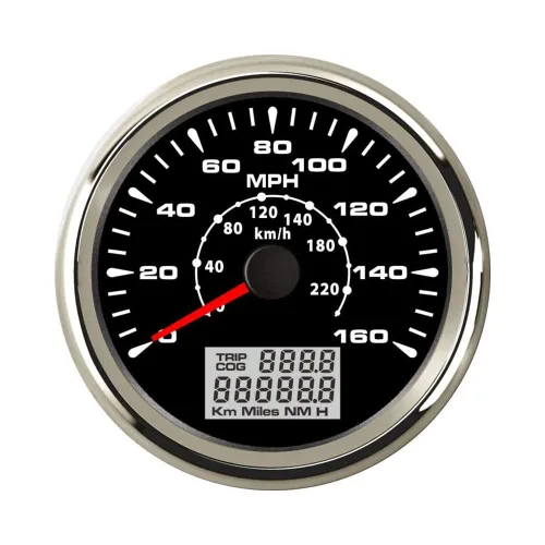 Miniatura 18 de ELING Velocímetro GPS para coche, motocicleta, barco con odómetro 0-80 mph, 0-120 km/h, para ATV, UTV, con 8 luces de fondo de 85 mm Negro+Negro