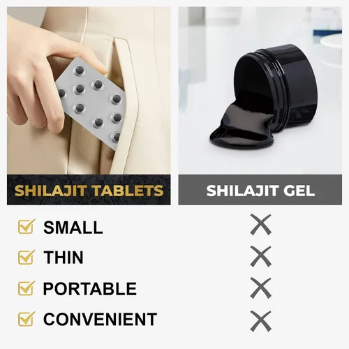 Miniatura 4 de Tabletas Shilajit de 500 mg, comprimidos 100% Shilajit puros para mujeres y hombres, orgánico del Himalaya, ácido fúlvico y más de 85
