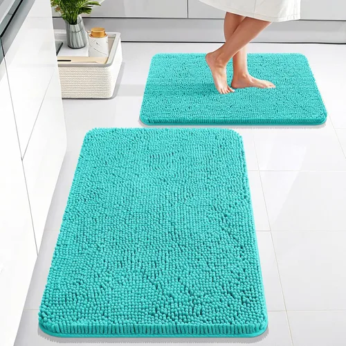 Miniatura 195 de OLANLY Juego de alfombras de baño de 2 piezas, alfombras de baño de chenilla suave y absorbente y alfombra de contorno en forma de U para inodoro