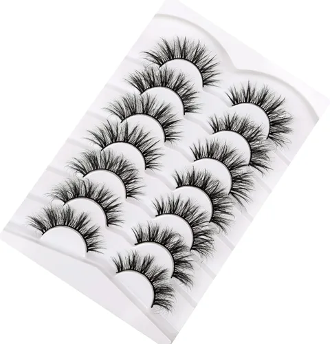 Miniatura 7 de Pooplunch - Pestañas postizas finas de visón sintético, estilo ojo de gato, naturales, cruzadas, tipo racimo, efecto 8D de volumen, tiras