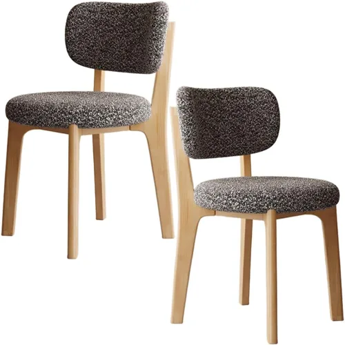 Miniatura 44 de YVYKFZD Solid Wood Dining Chairs, Fabric Dining Room Chair Set of 2/4/6, Upholstered Kitchen Chairs with Curved Backrest, Armless Living Room Chair