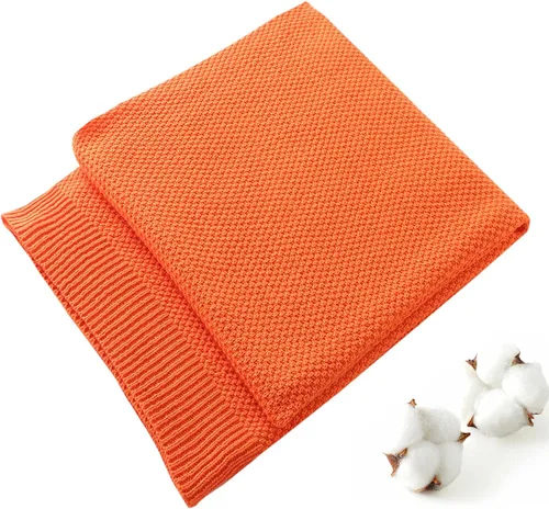 Miniatura 9 de Treely manta de punto de 100 % algodón, para sofá, silla, cama, decoración del hogar, manta de punto decorativa, suave y acogedora, 50 x 60 Marrón