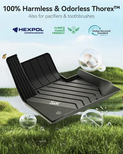 Miniatura 7 de 3W - Alfombrillas de piso para automóvil, para todo tipo de clima, de elastómero termoplástico (TPE), juego completo para 1ª y 2ª filas, color negro